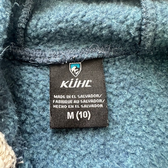 KUHL Youth Hooded Fleece Jacket Teal Sherpa Trim Full Zip Cozy Hoodie Size M 10 - Picture 3 of 11